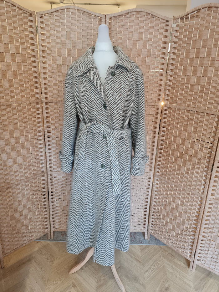 Lampert Cream & brown wool coat 18