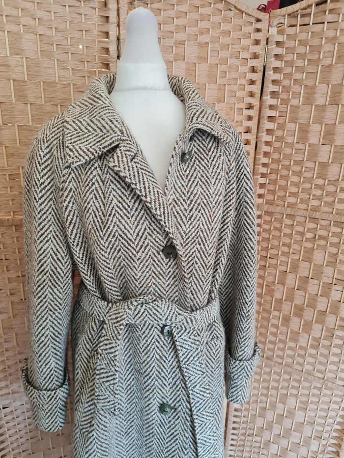 Lampert Cream & brown wool coat 18