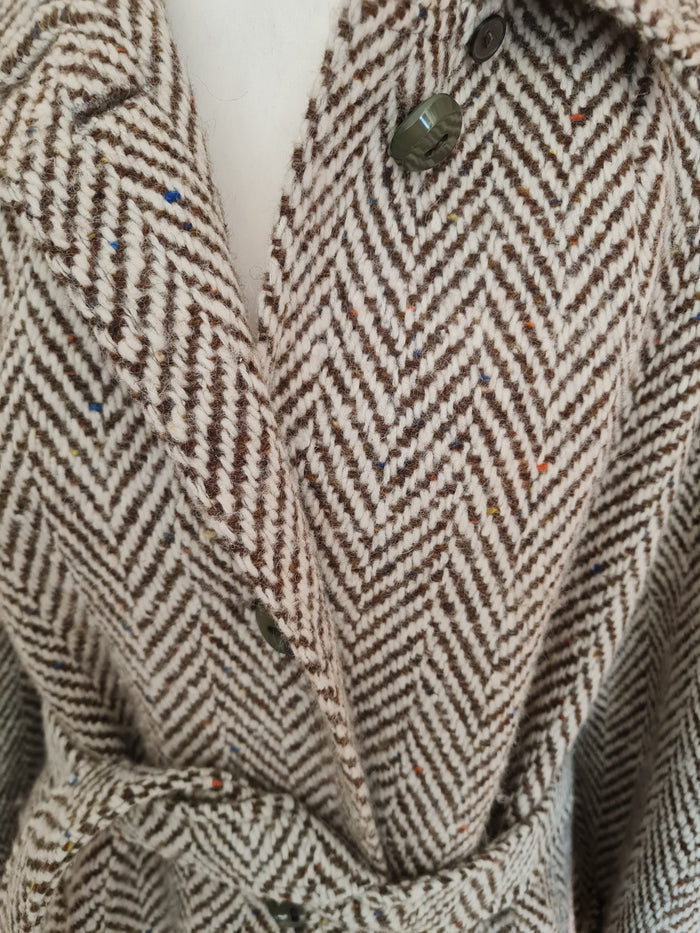 Lampert Cream & brown wool coat 18