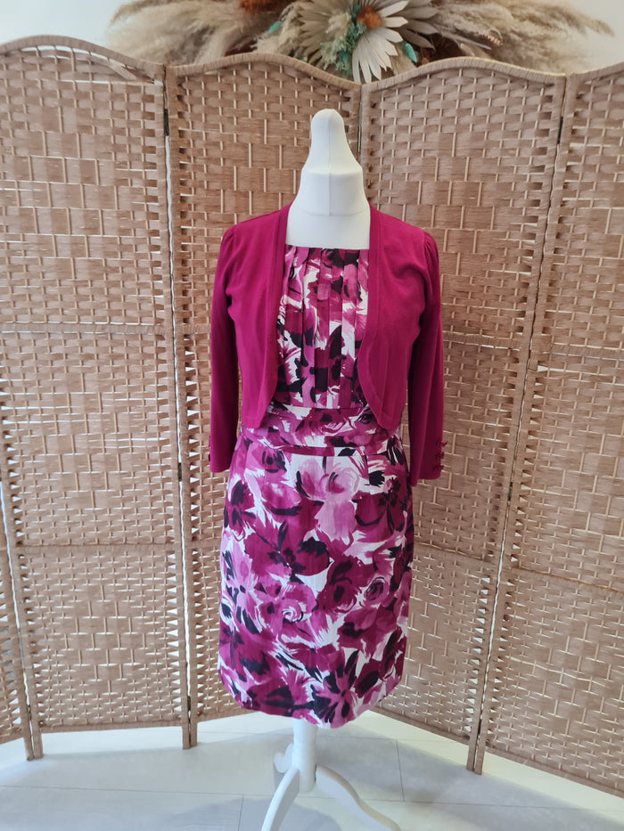 Laura Ashley Wine Floral Dress & Shrug 12