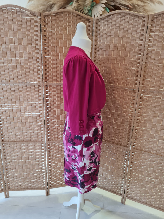 Laura Ashley Wine Floral Dress & Shrug 12