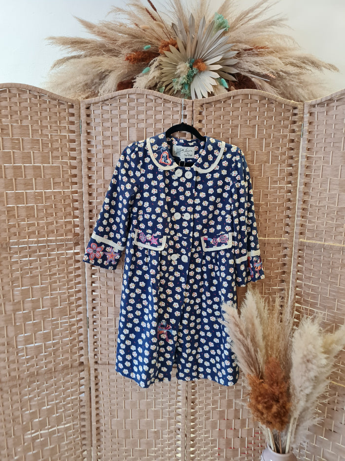 Laura Topshop Navy Tree coat Size M