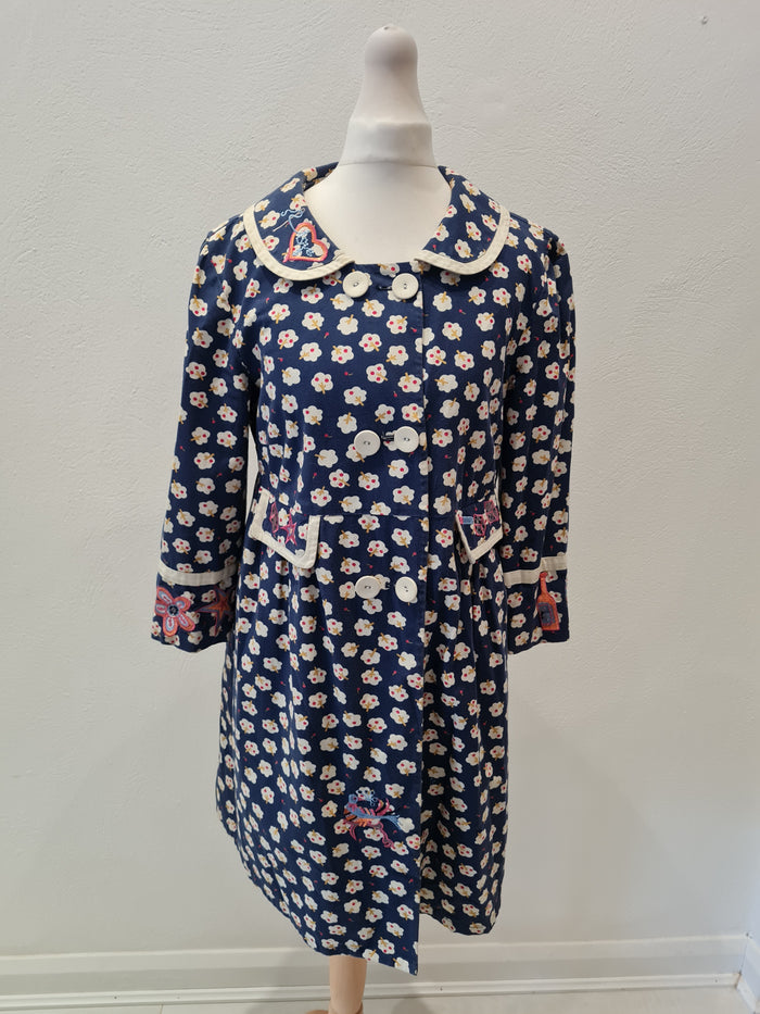 Laura Topshop Navy Tree coat Size M