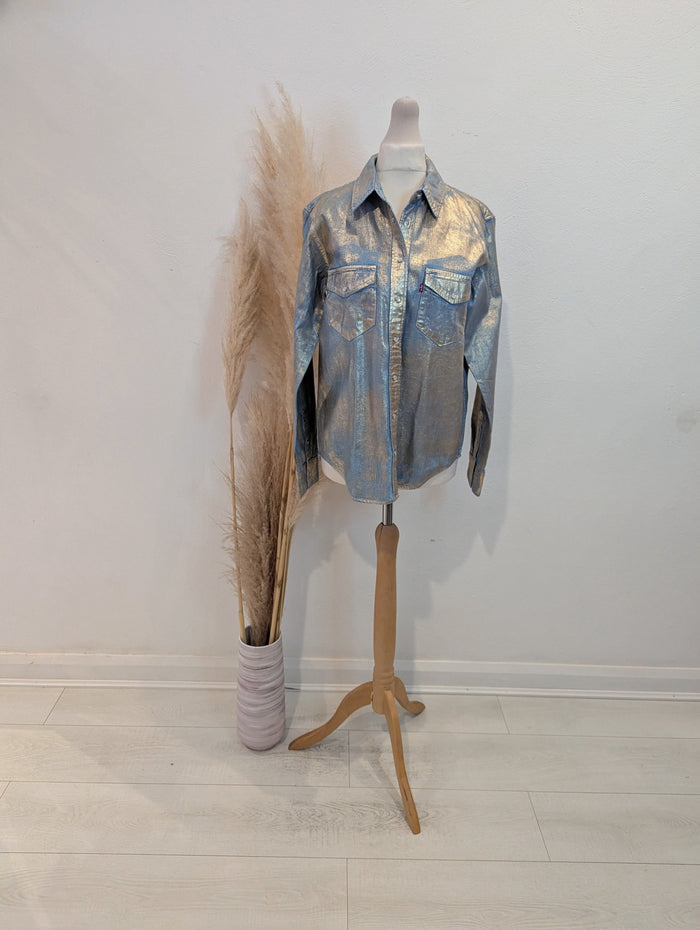 Levis denim & metallic shirt NWT S