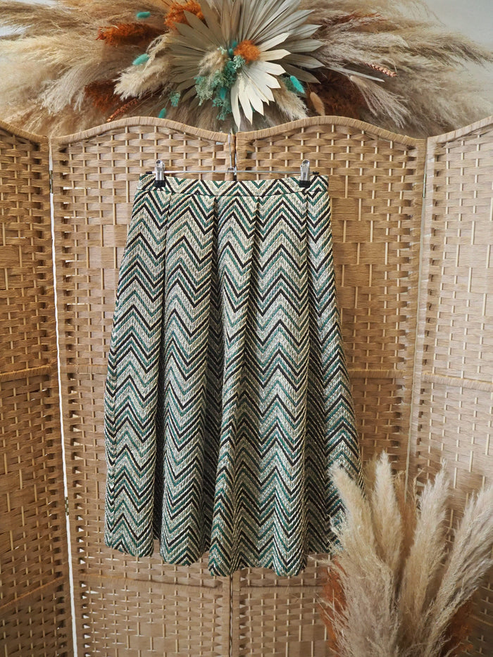 Limited Edition Green & Gold Zigzag Skirt Size 12