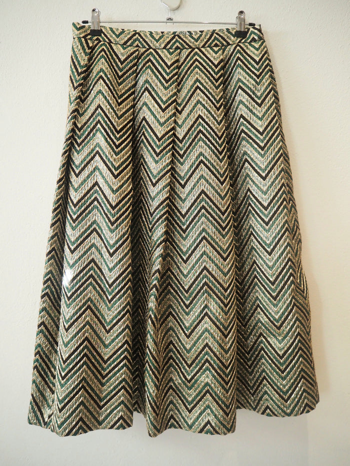 Limited Edition Green & Gold Zigzag Skirt Size 12