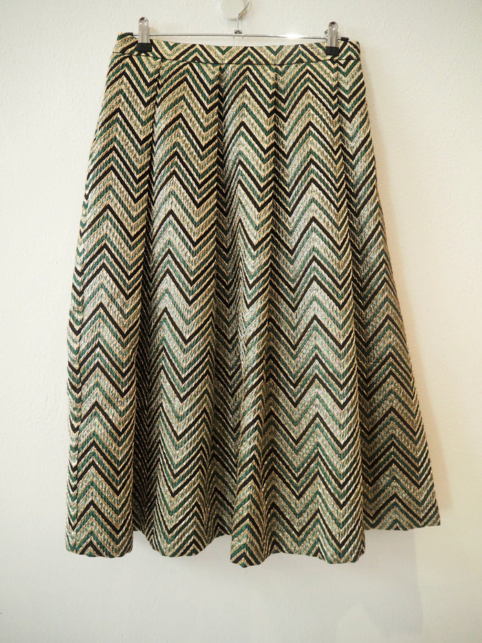 Limited Edition Green & Gold Zigzag Skirt Size 12