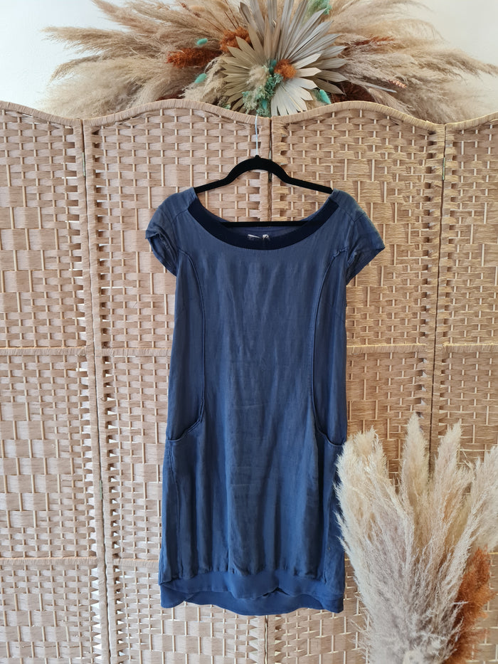 Lina Tomei Grey Linen dress Size L