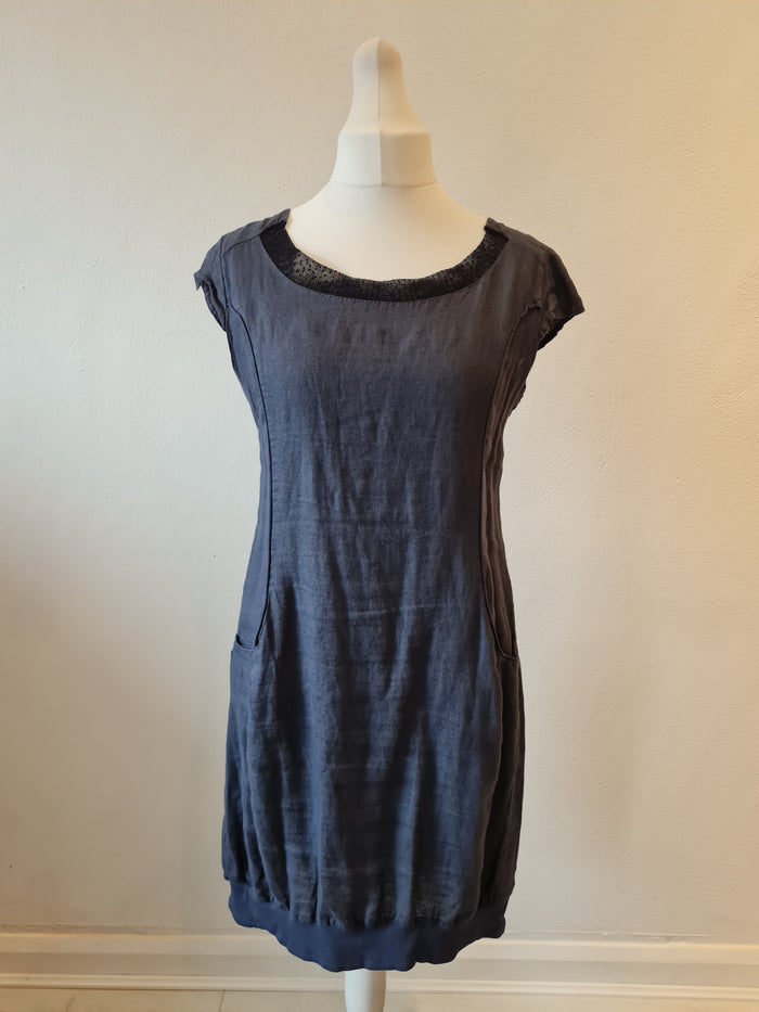 Lina Tomei Grey Linen dress Size L