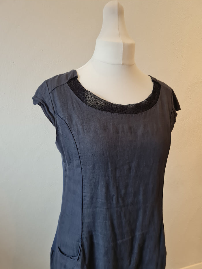 Lina Tomei Grey Linen dress Size L