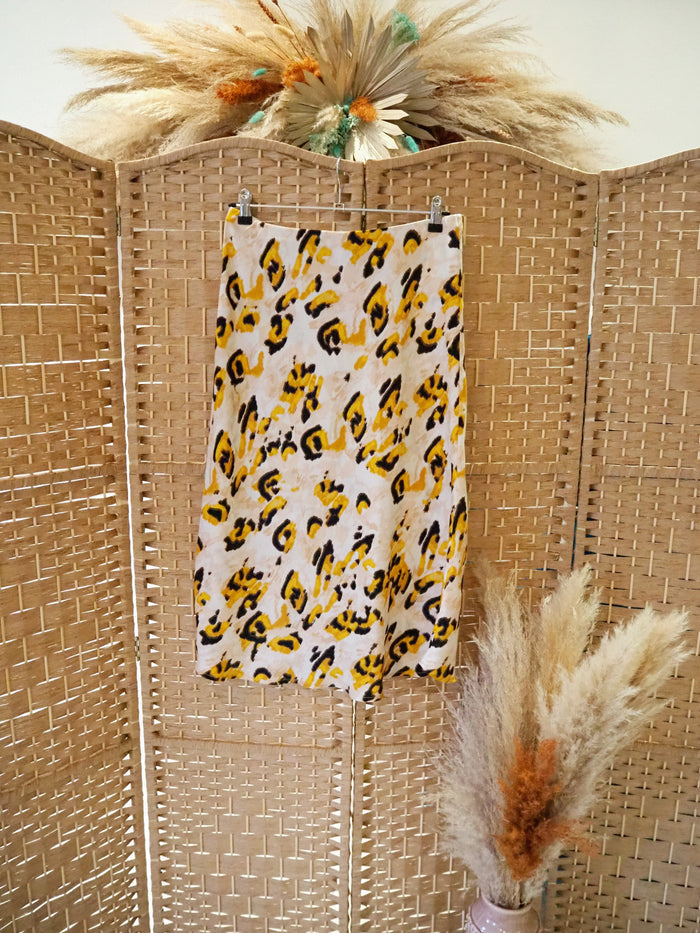 Lindex Yellow Print Skirt M
