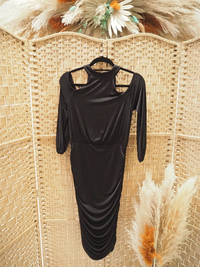 Lipsy Black Cold Shoulder Dress Size 10 (New)