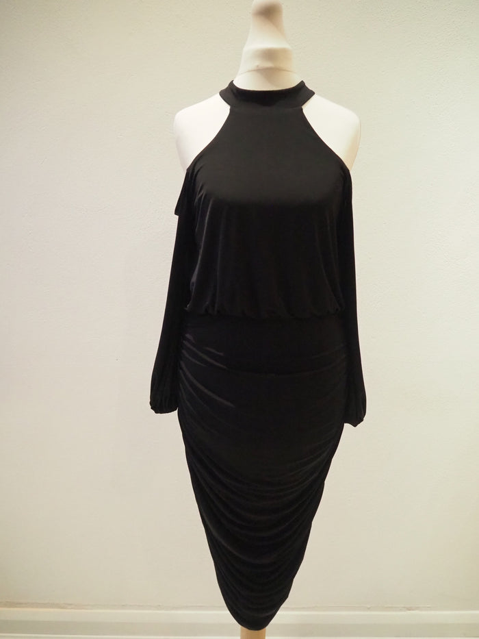 Lipsy Black Cold Shoulder Dress Size 10 (New)