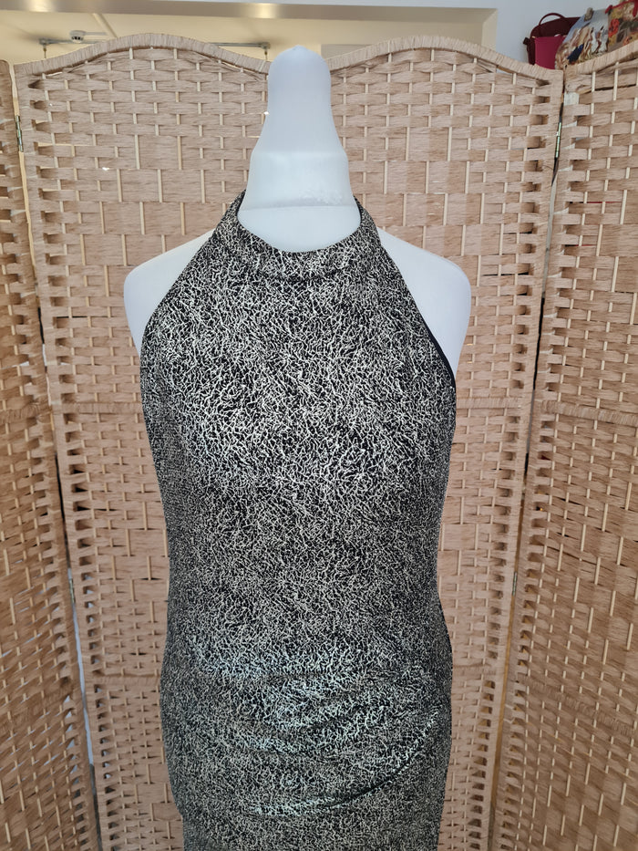 Lipsy Gold Evening Dress 14 (small fitting)
