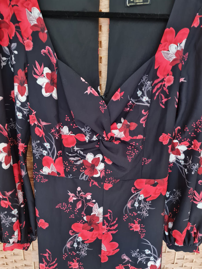 Lipsy London Black/Red Floral Jumpsuit Size 14