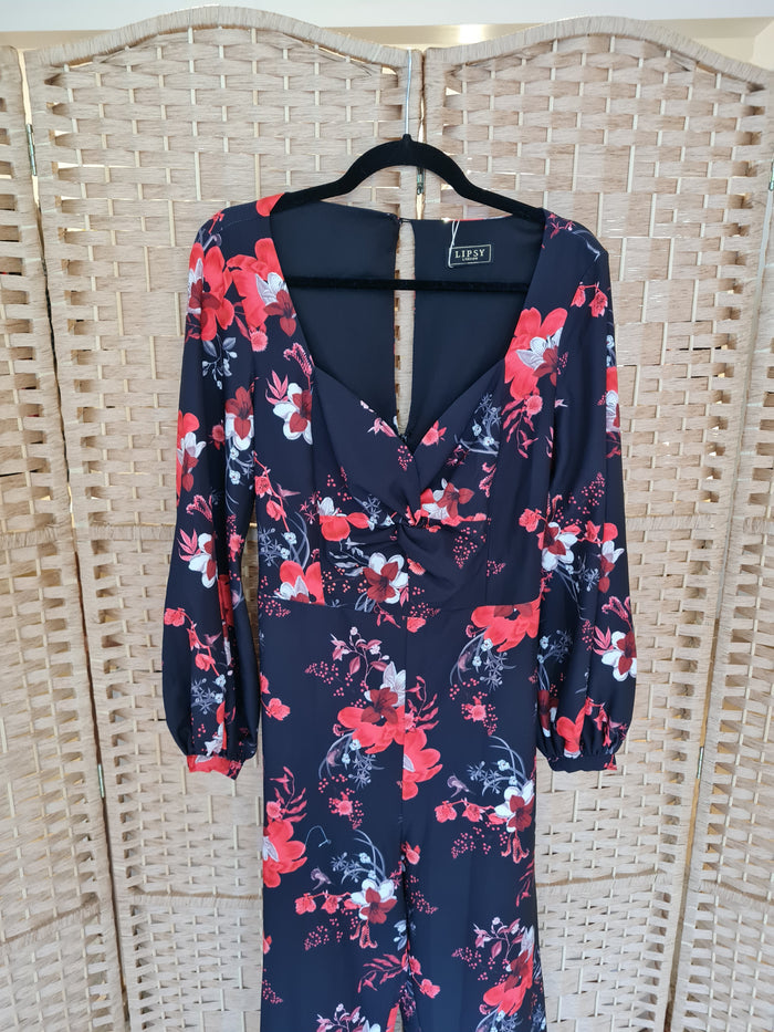 Lipsy London Black/Red Floral Jumpsuit Size 14