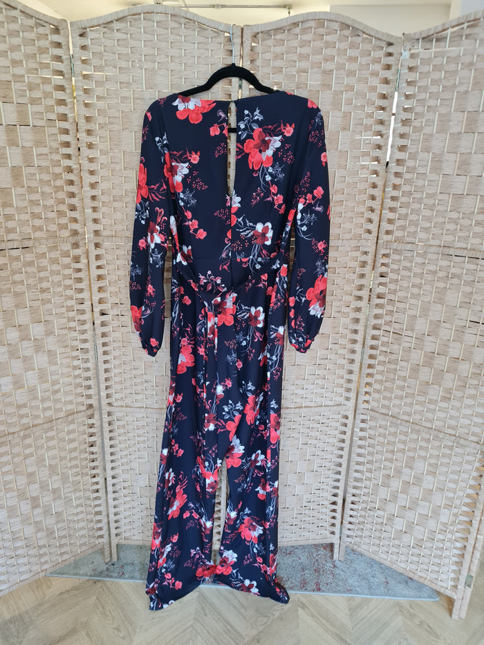 Lipsy London Black/Red Floral Jumpsuit Size 14