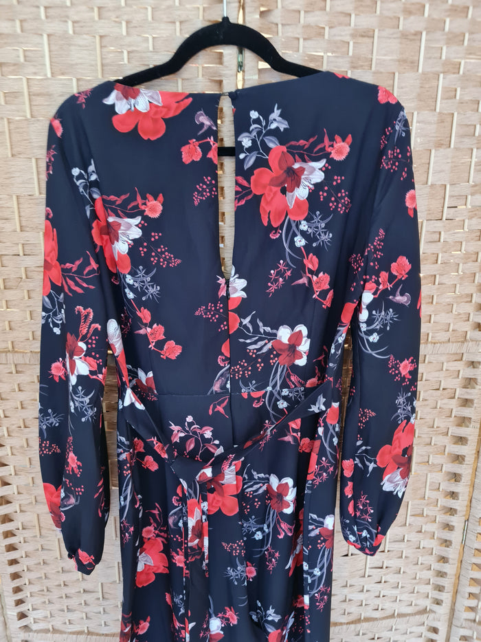 Lipsy London Black/Red Floral Jumpsuit Size 14
