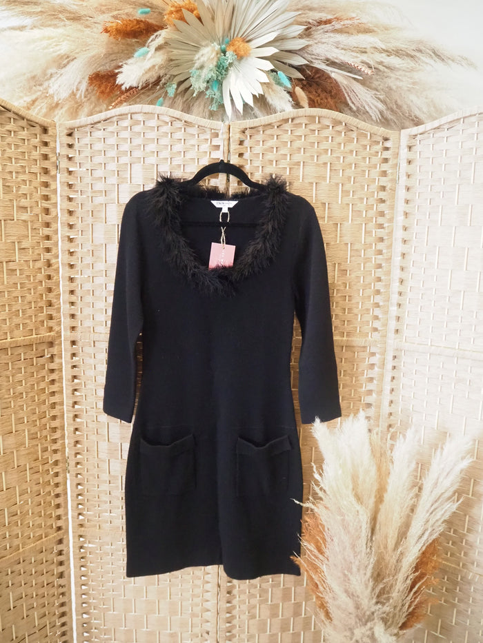 LK Bennett Black Knitted Dress Size 8
