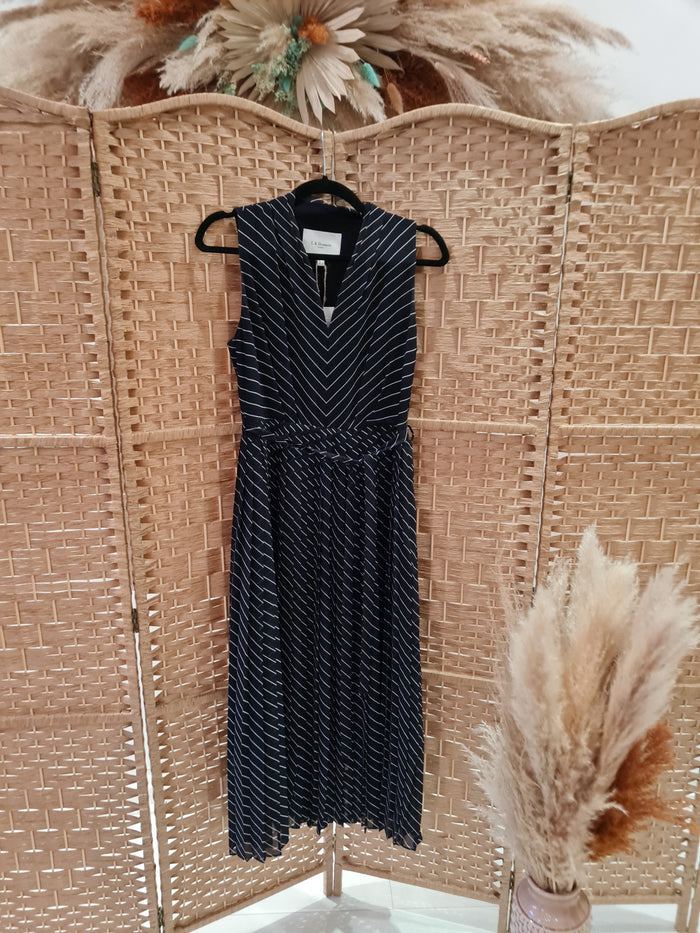 Lk bennett Black/White Pleated Dress 10