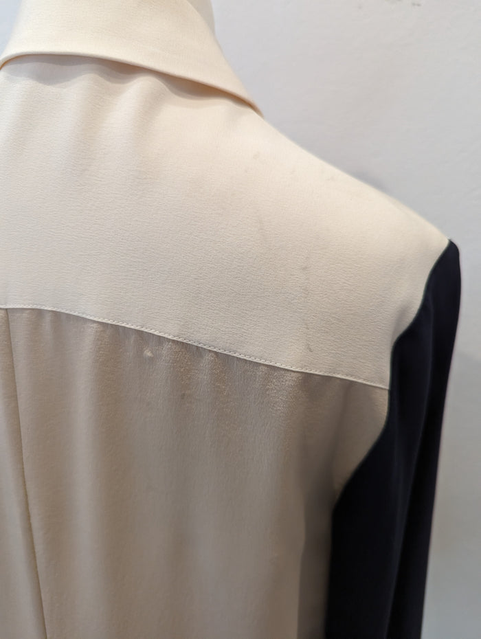 LK Bennett Navy/Cream long  Silk Shirt 8