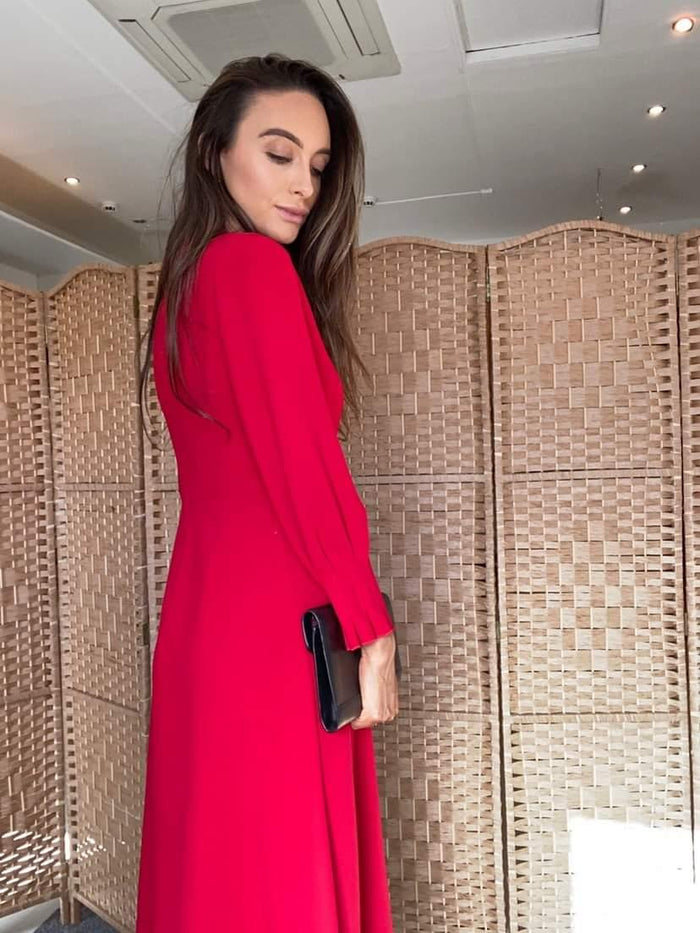 LK Bennett Red Long Sleeved Dress 8