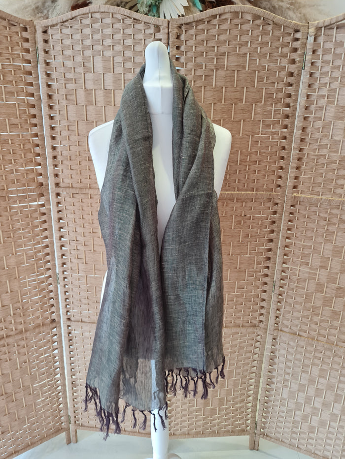 Loganz Green Linen Scarf NWT