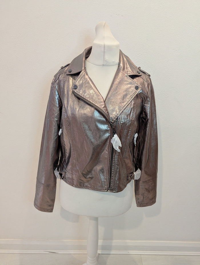 Love & Roses metallic biker jacket NWT 12