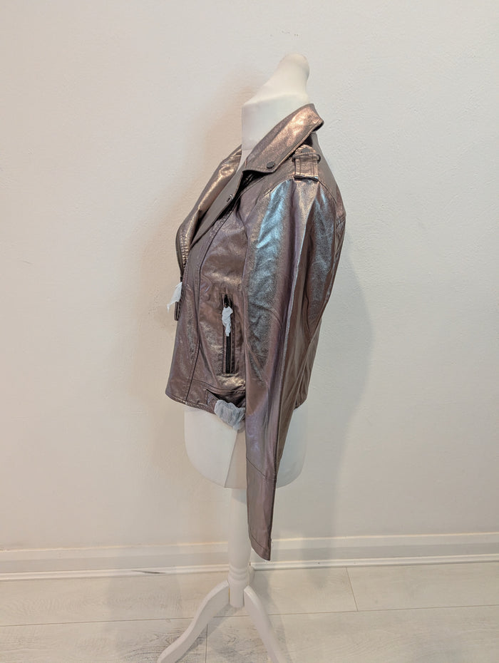 Love & Roses metallic biker jacket NWT 12