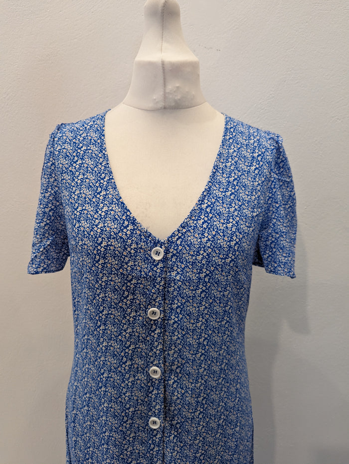 Lovie & Co Blue Ditsy Print Dress L  RRP £29.99