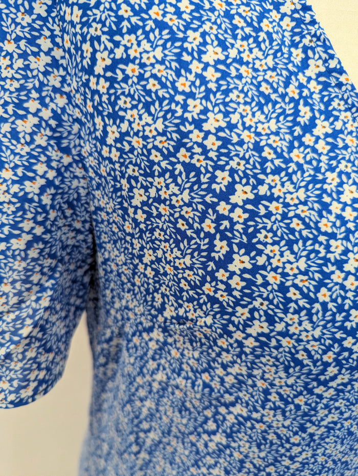 Lovie & Co Blue Ditsy Print Dress L  RRP £29.99