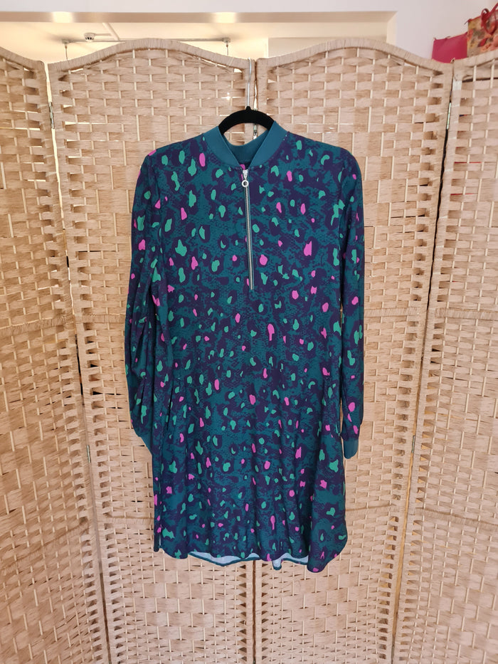 Loxeent Green Pink Leopard Dress 12
