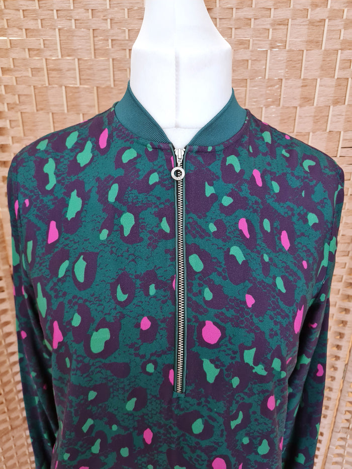 Loxeent Green Pink Leopard Dress 12