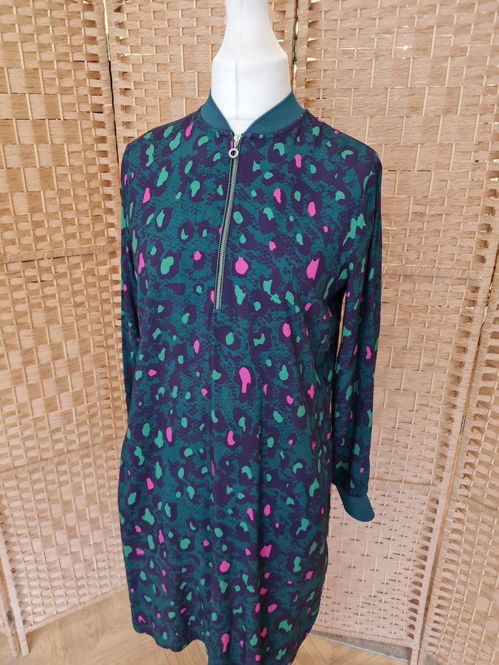Loxeent Green Pink Leopard Dress 12