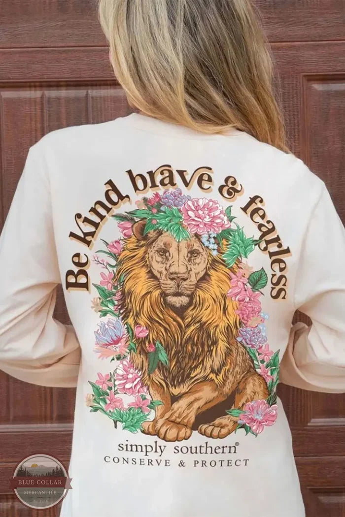 Simply Southern LS-TRACKL1-BRAVE-WHISPER Be Kind Brave &amp; Fearless Trackable Long Sleeve T-Shirt print view