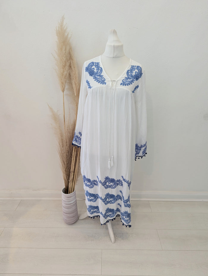 Lucky & Coco white & blue coverup M