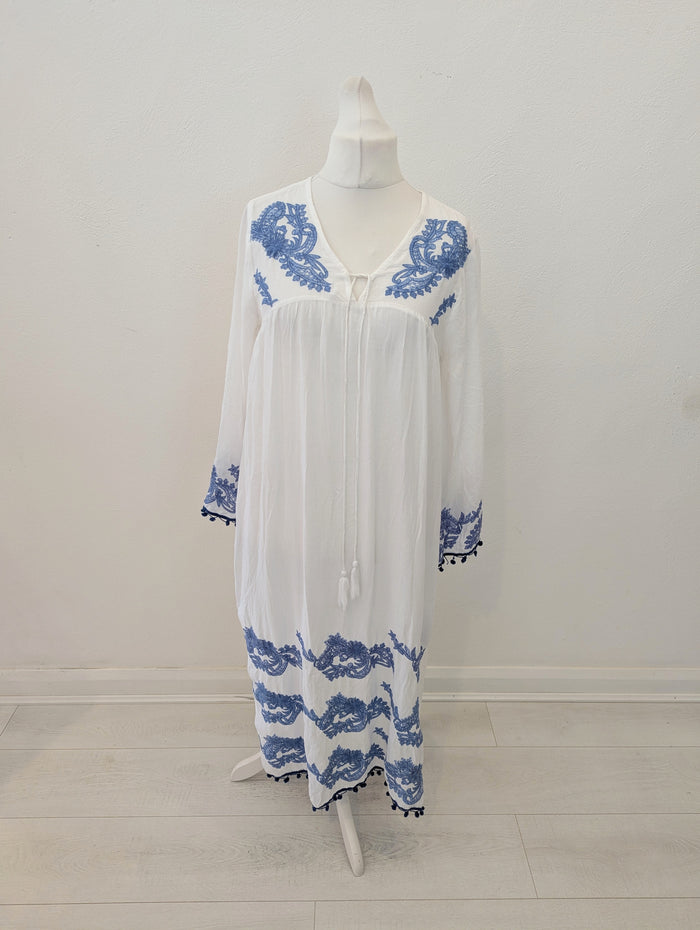 Lucky & Coco white & blue coverup M