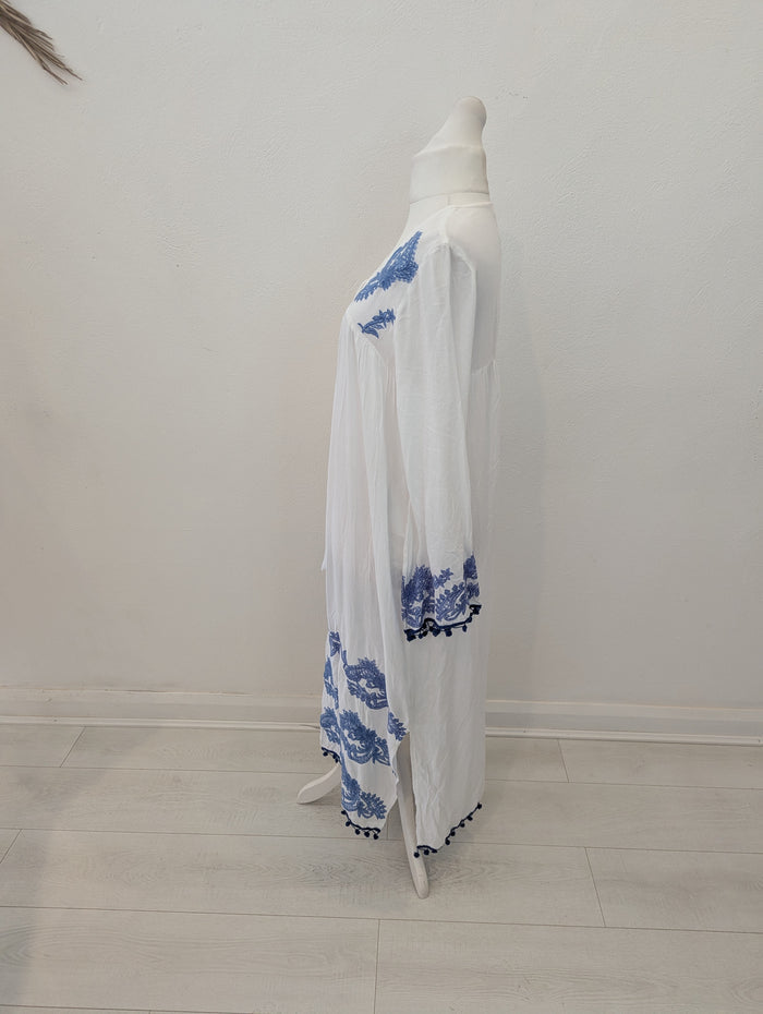 Lucky & Coco white & blue coverup M