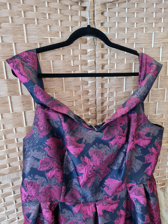 Lux DP Pink/black off shoulder Dress New 22