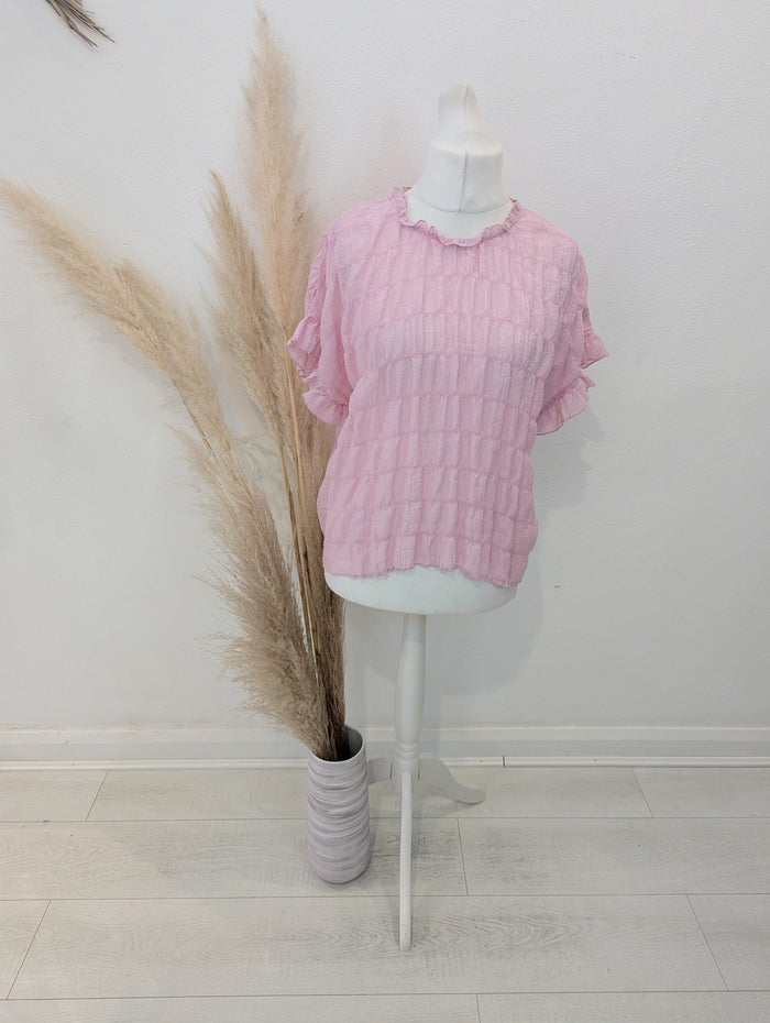 Lux Zuz Pink Sheer Top L