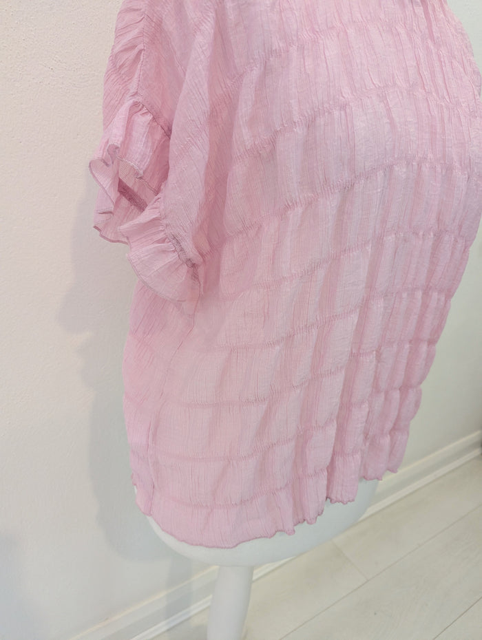 Lux Zuz Pink Sheer Top L