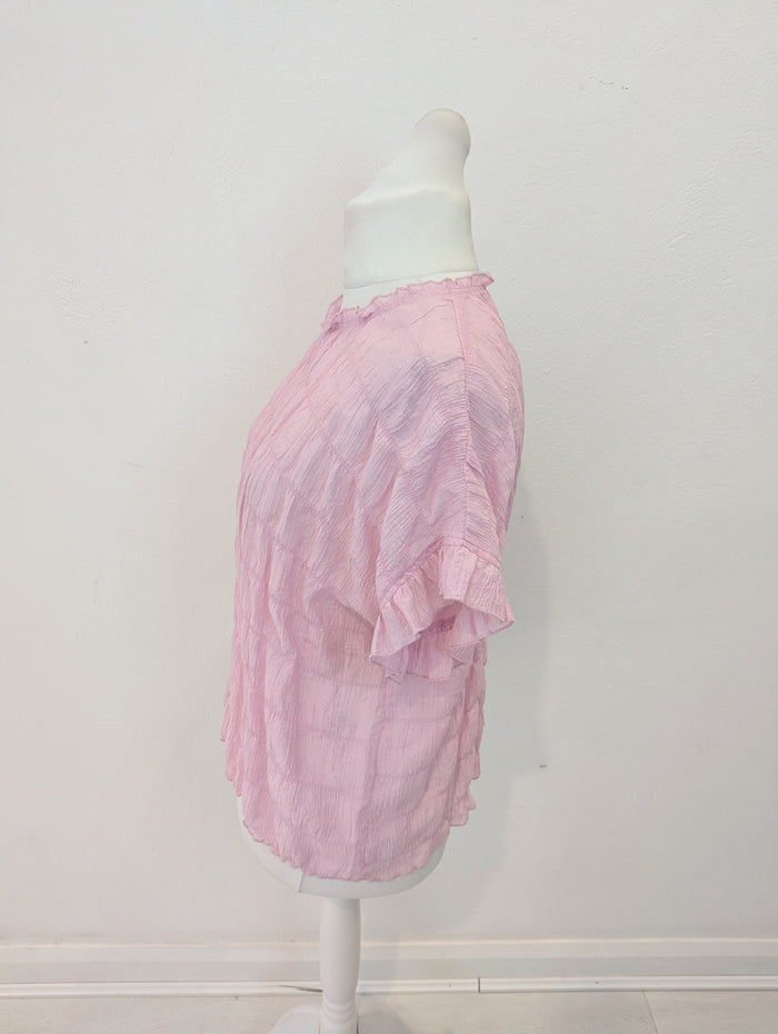 Lux Zuz Pink Sheer Top L