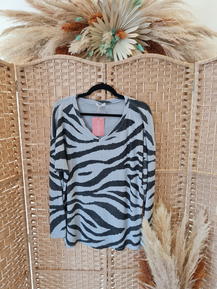 Made in Italy animal print fine knit jumper M/L