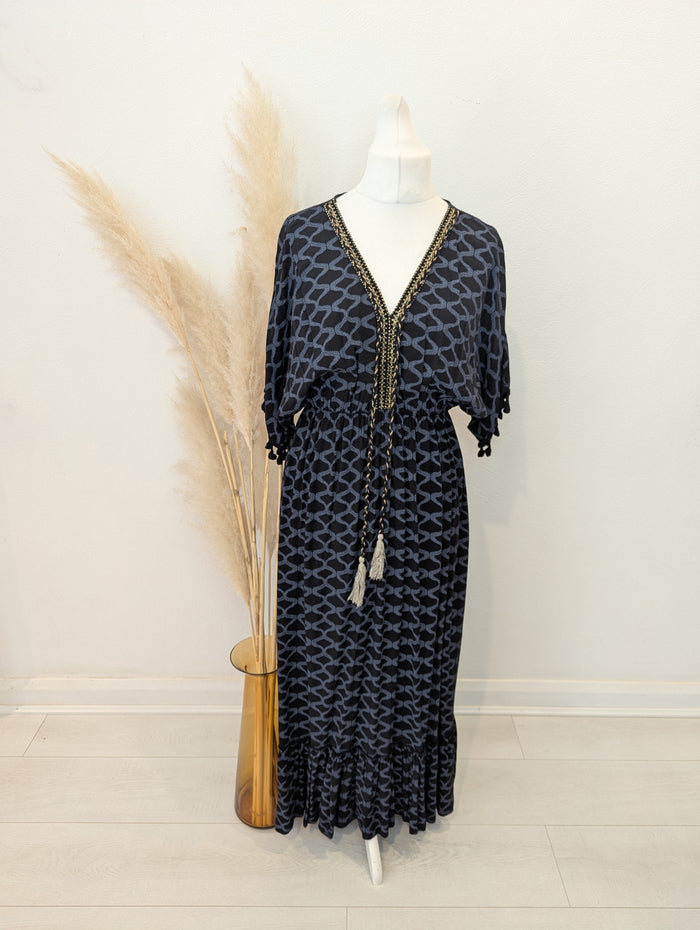 Made in Italy Black/ Grey Print Dress M