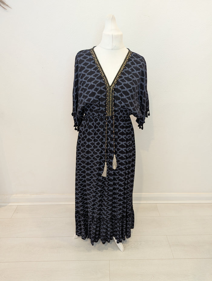 Made in Italy Black/ Grey Print Dress M