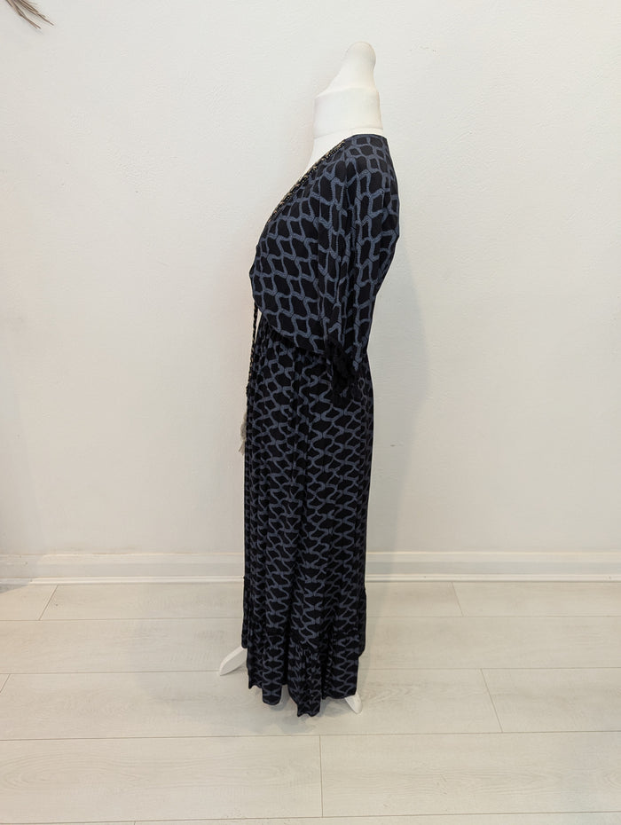 Made in Italy Black/ Grey Print Dress M
