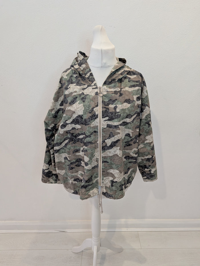 Made in Italy Camouflage Hooded Jacket One Size