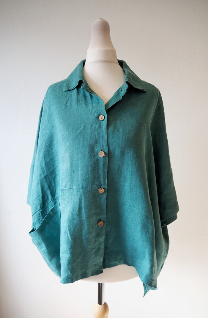 Made In italy Green Linen Top