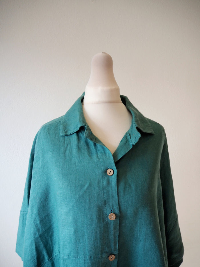 Made In italy Green Linen Top