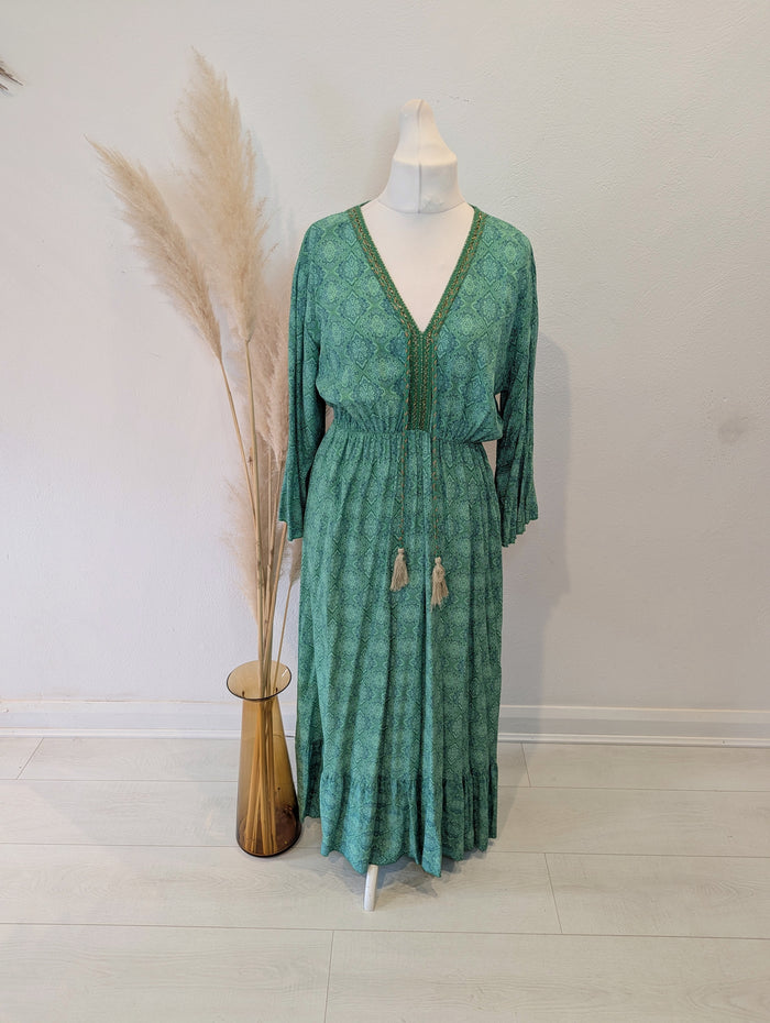 Made in Italy Green Printed Dress M